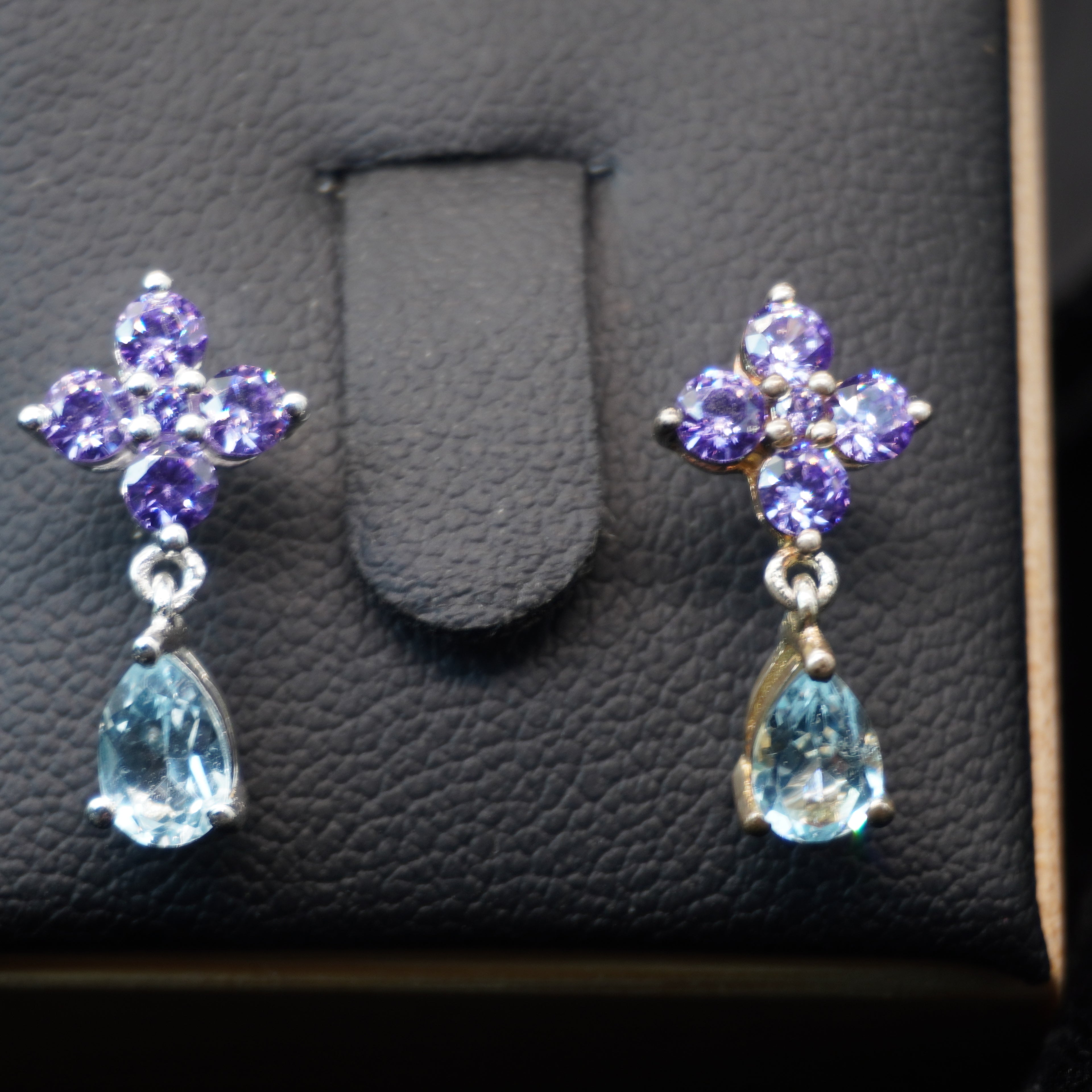 5065 Sky Blue Topaz and Amethyst Earrings