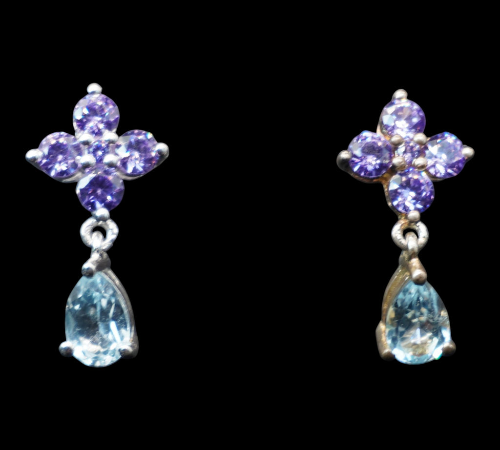 5065 Sky Blue Topaz and Amethyst Earrings