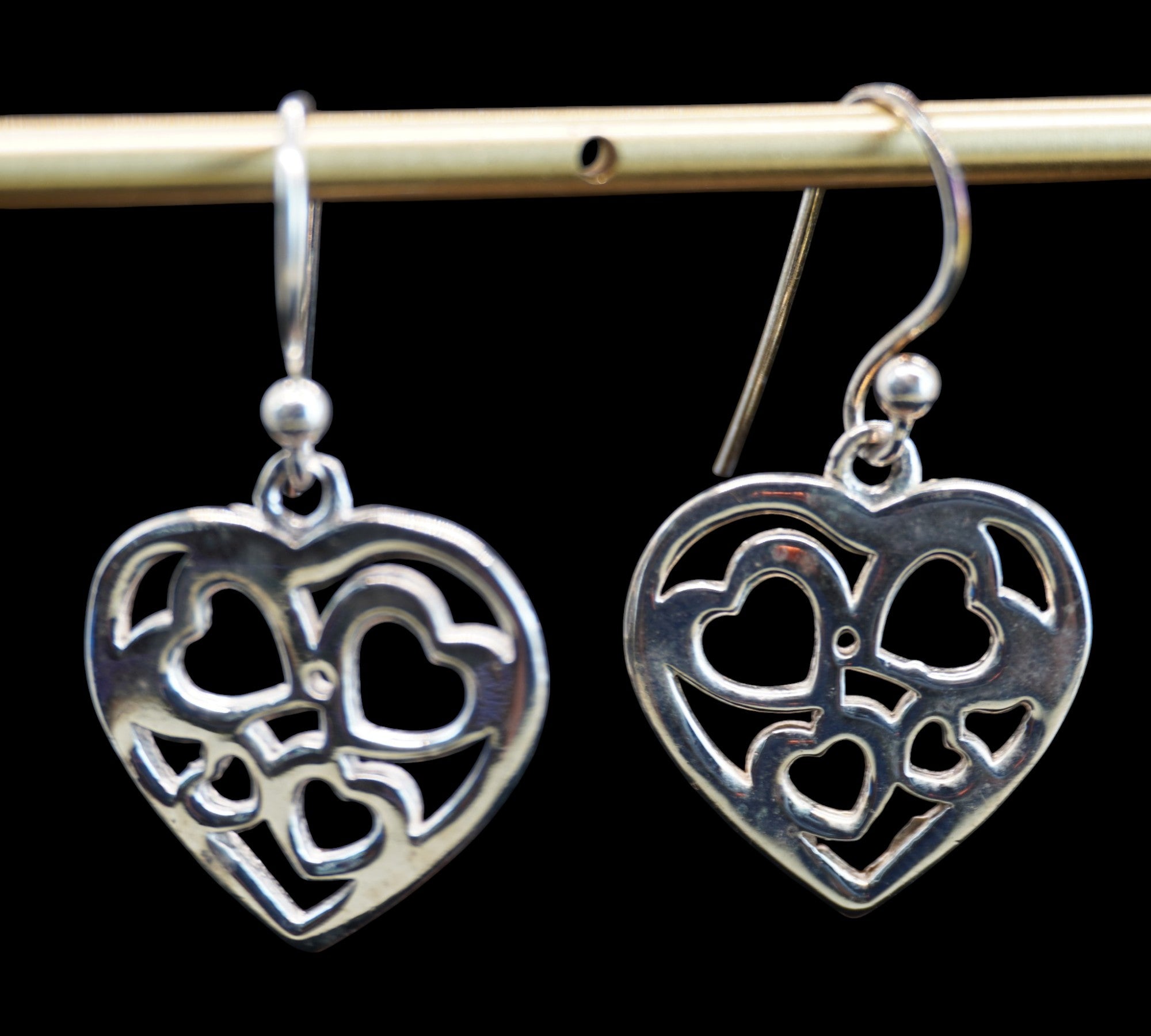 5066 Sterling Silver Dangle Heart Earrings