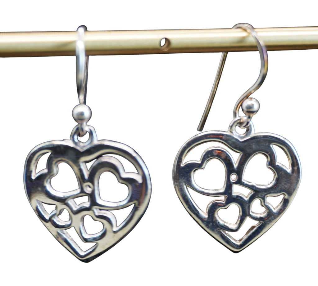 5066 Sterling Silver Dangle Heart Earrings