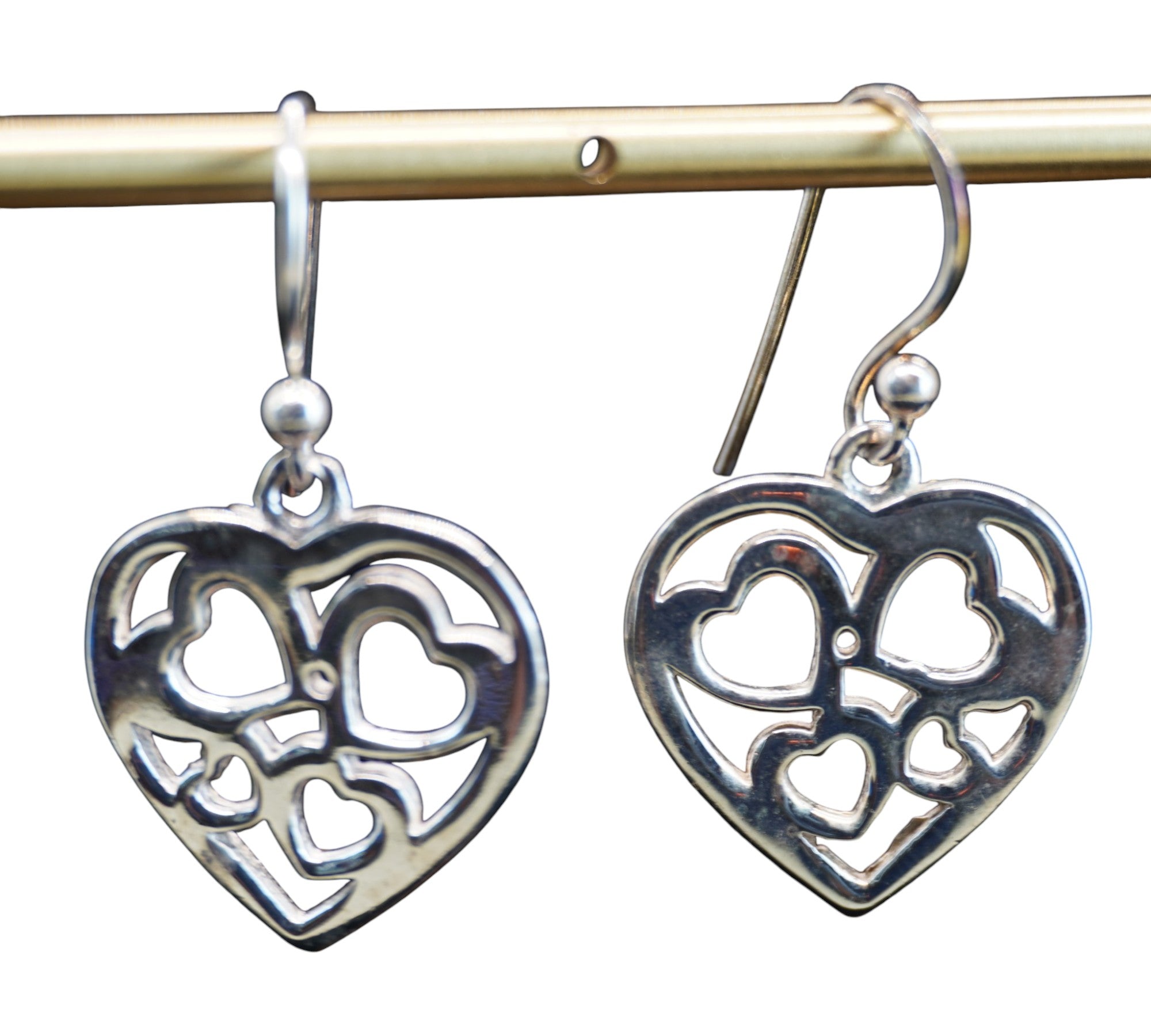 5066 Sterling Silver Dangle Heart Earrings
