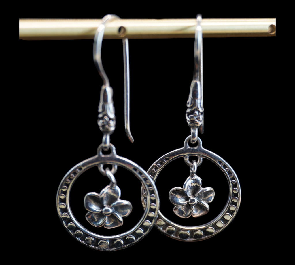 5067 Sterling Silver Floral Dangle Earrings