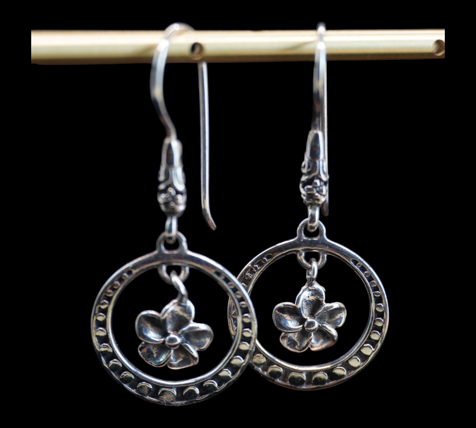 5067 Sterling Silver Floral Dangle Earrings