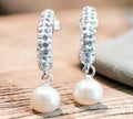 5072 Freshwater Pearl and Cristal Half Moon Earrings