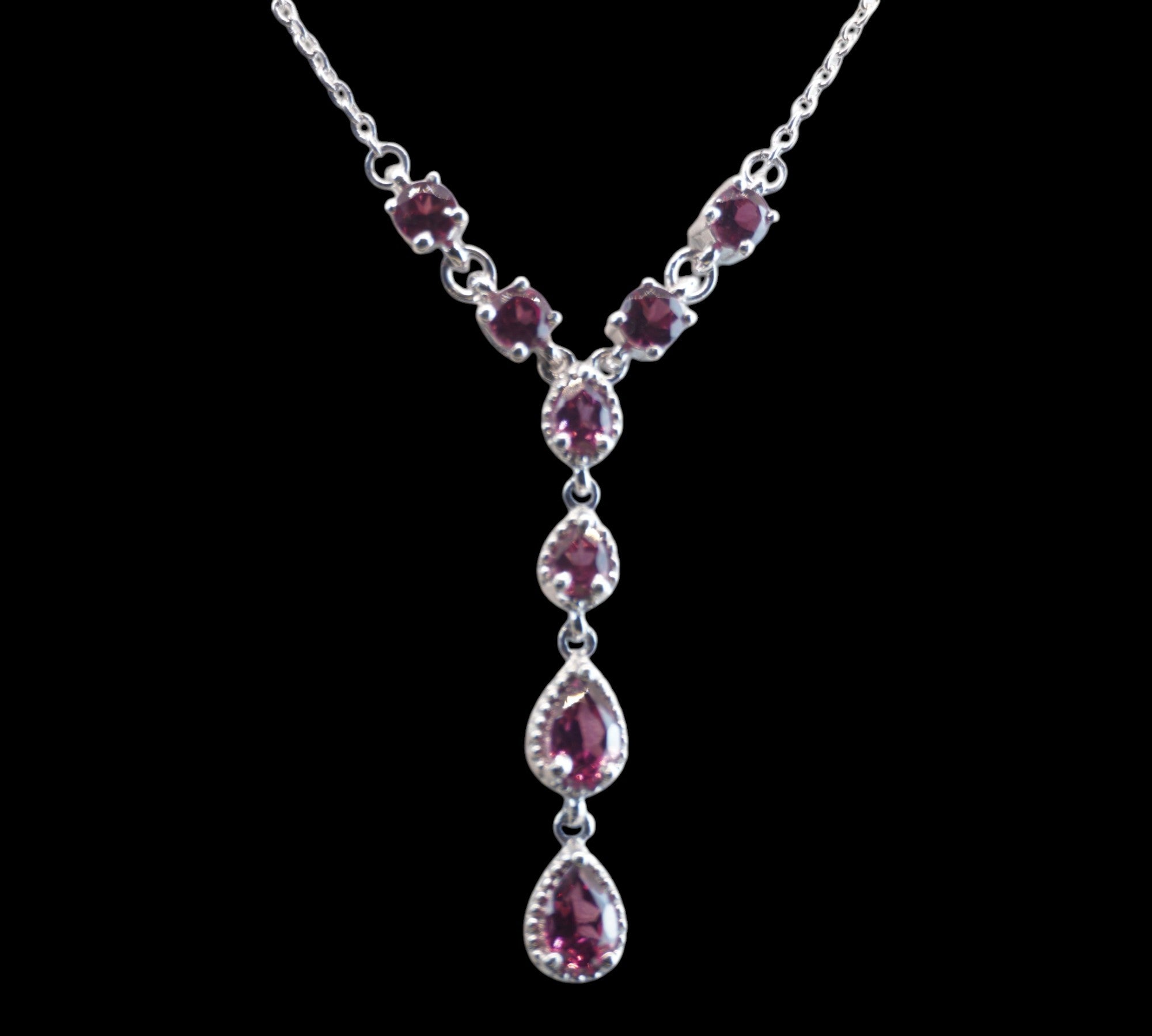 5075 Rhodolite Garnet 'Y' Style Necklace