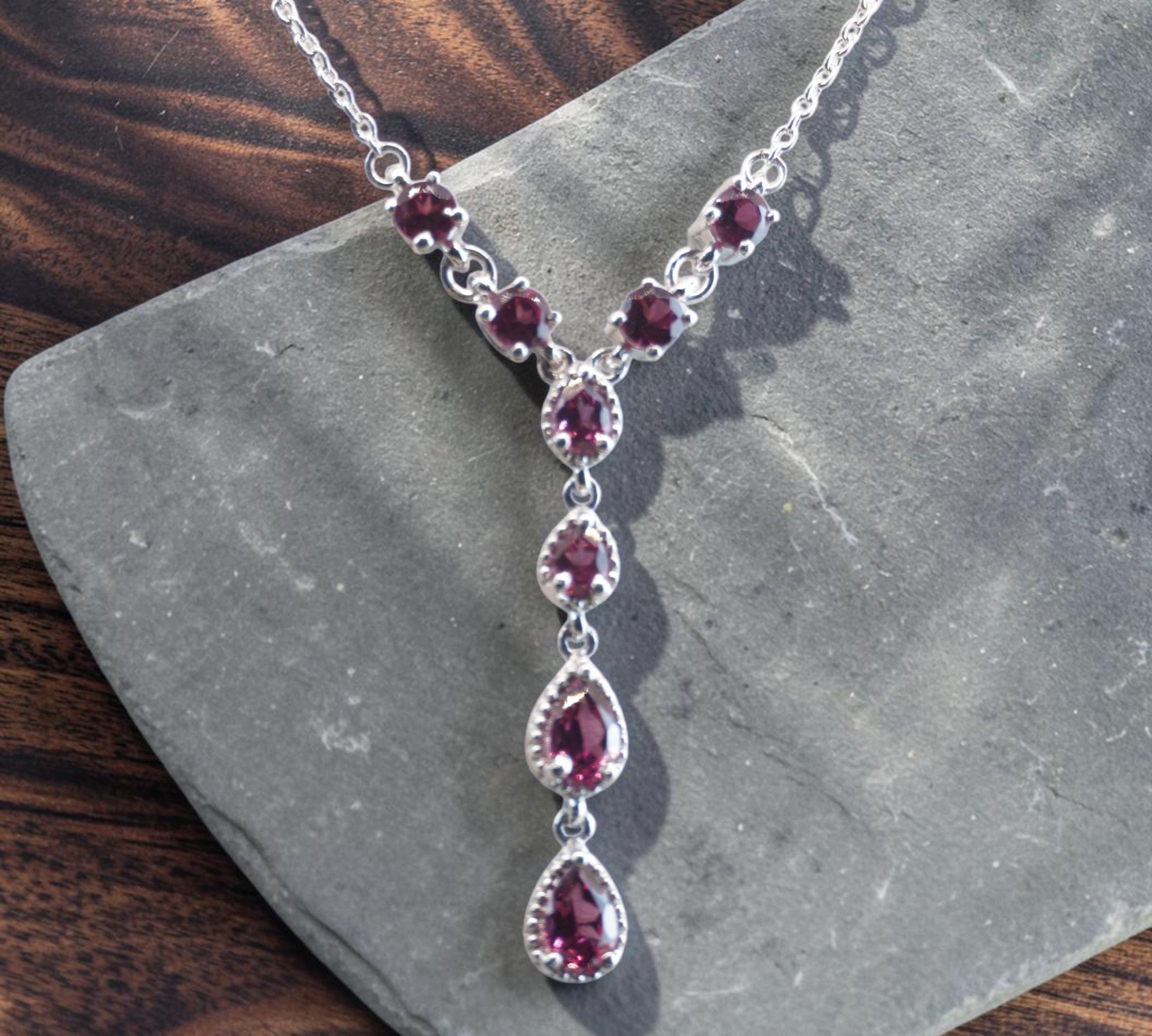 5075 Rhodolite Garnet 'Y' Style Necklace