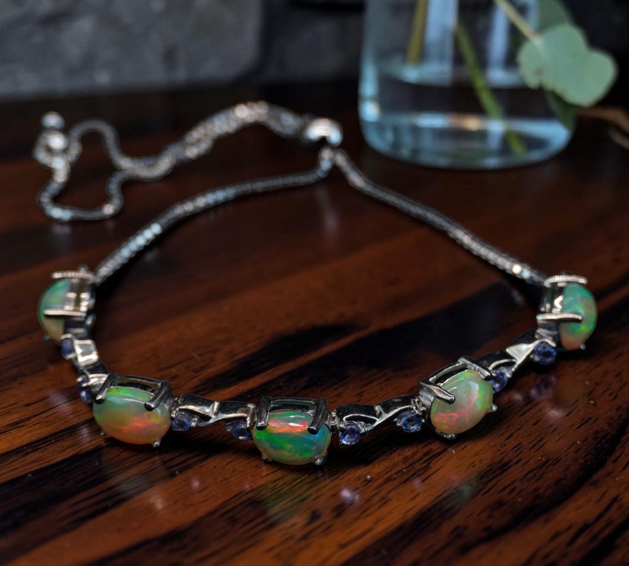 5089 Welo Opal and Tanzanite Bolo Bracelet