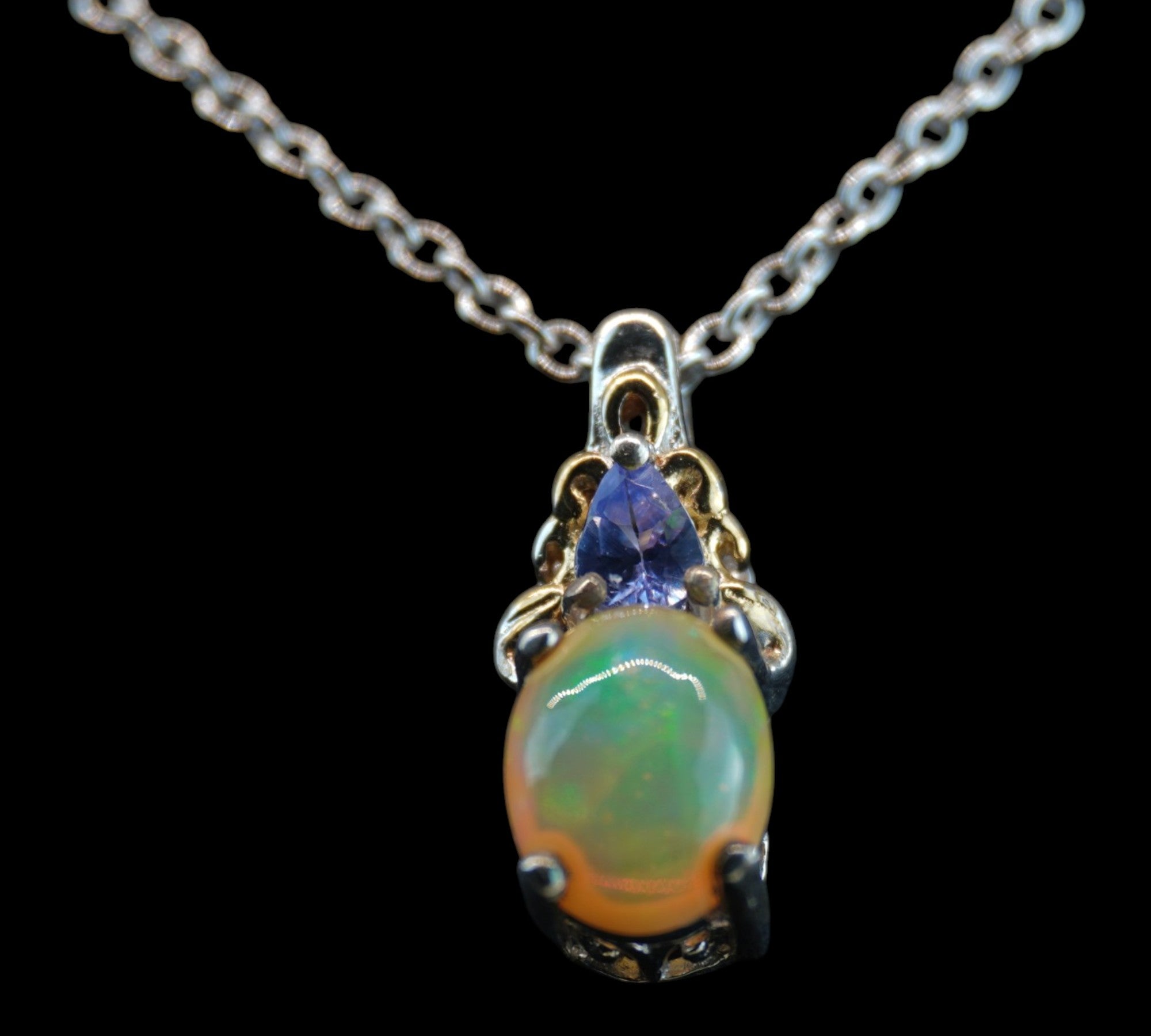 5092 Welo Opal and Tanzanite Necklace