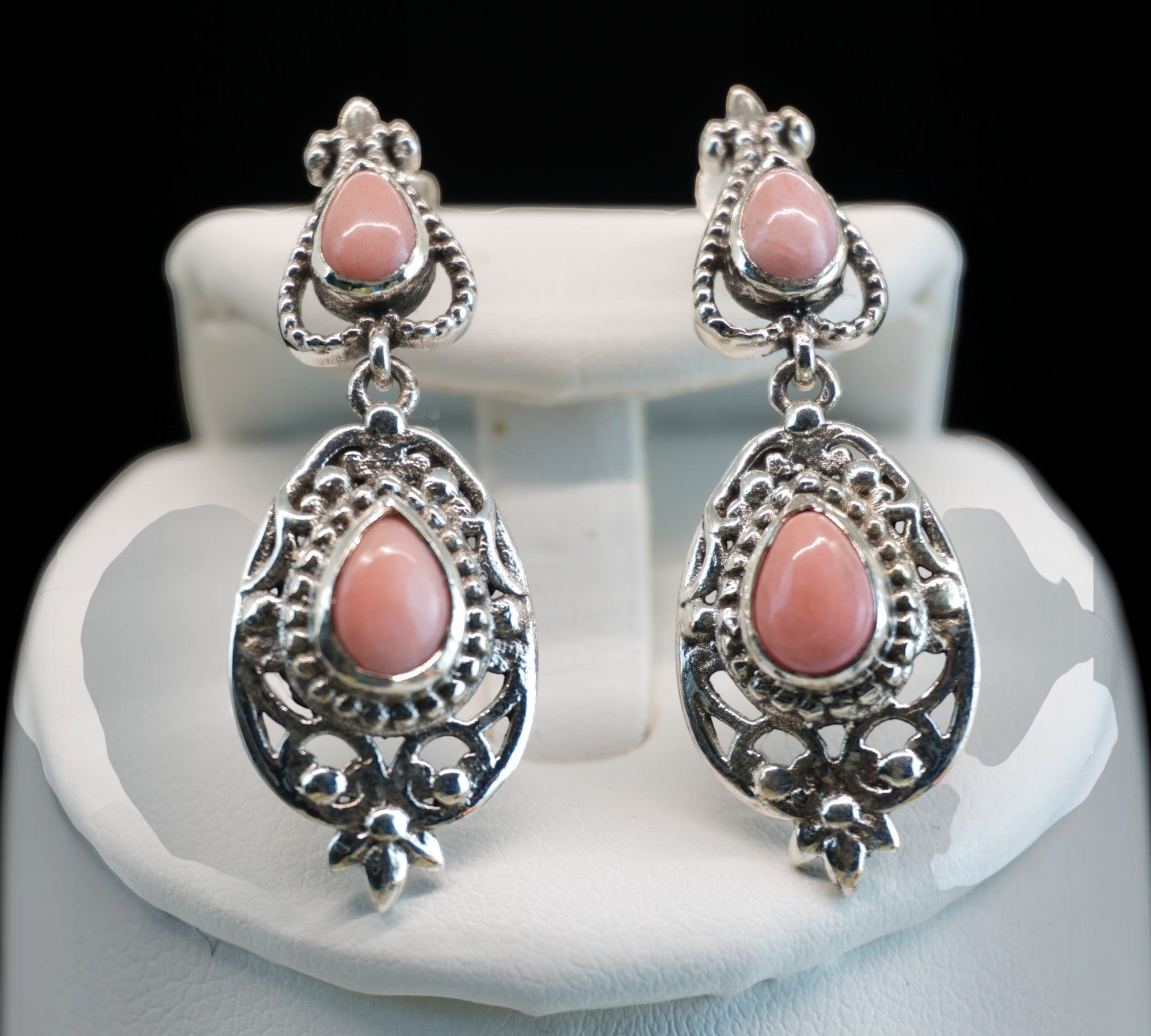 5095 Peach Opal Earrings