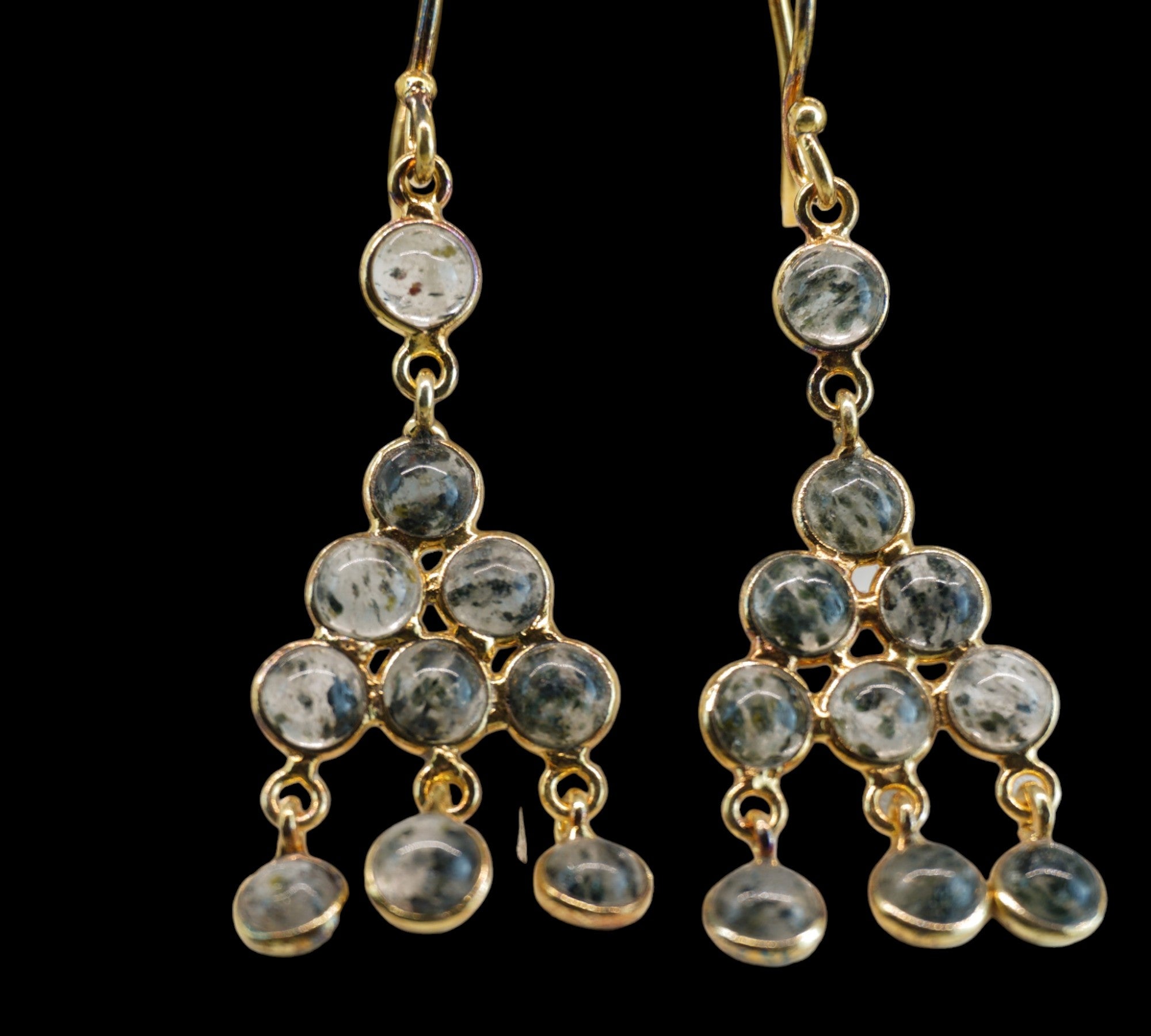 5098 Rutilated Silver Quartz Dangle Earrings
