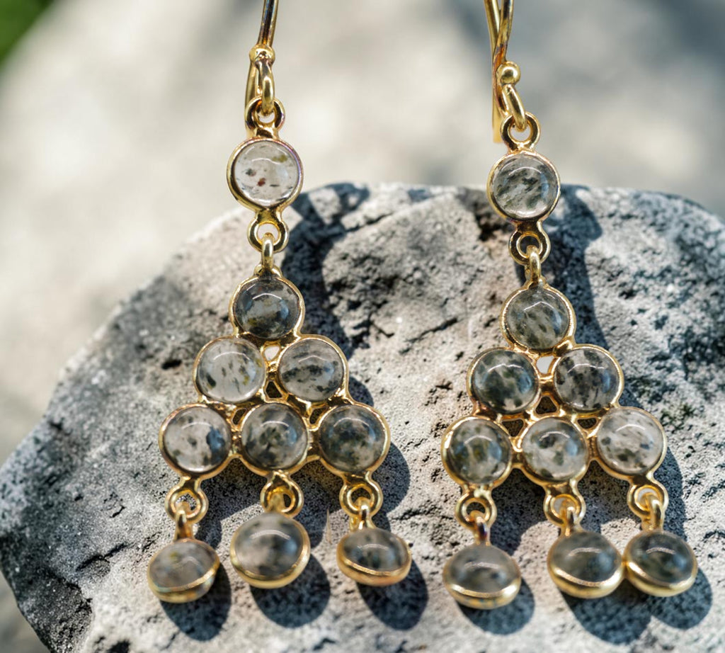 5098 Rutilated Silver Quartz Dangle Earrings