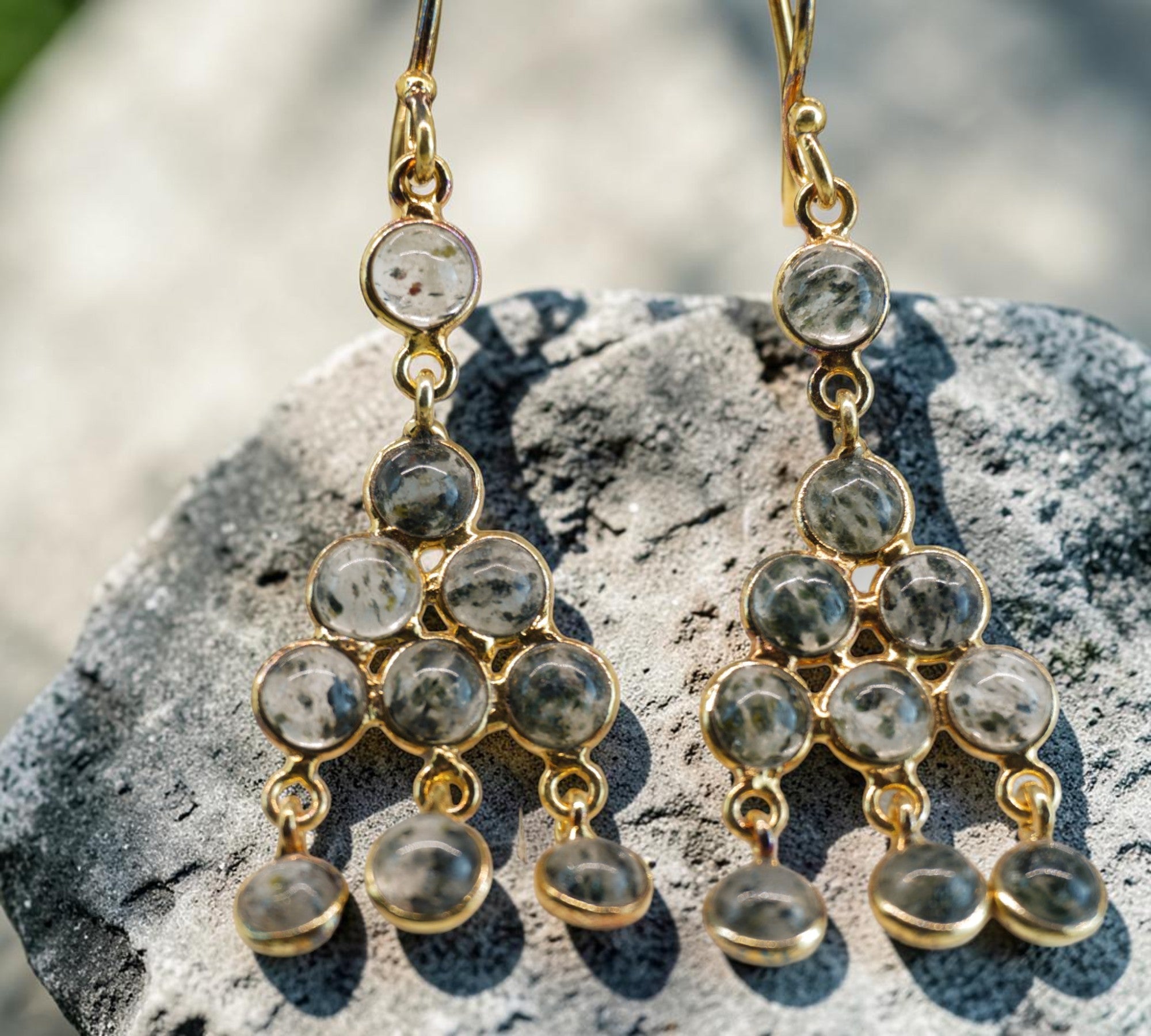 5098 Rutilated Silver Quartz Dangle Earrings