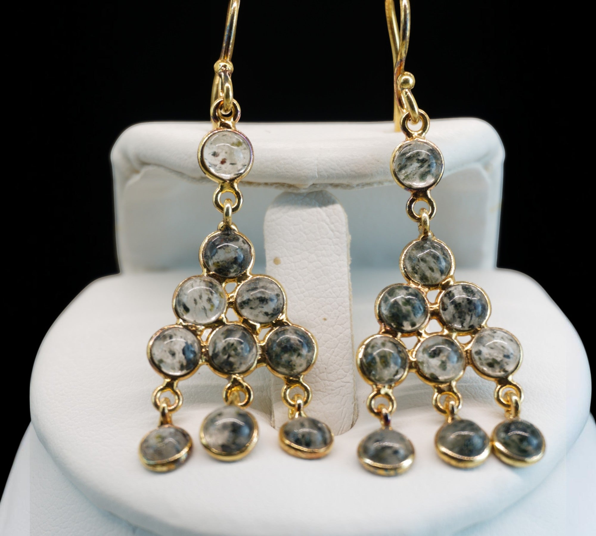 5098 Rutilated Silver Quartz Dangle Earrings