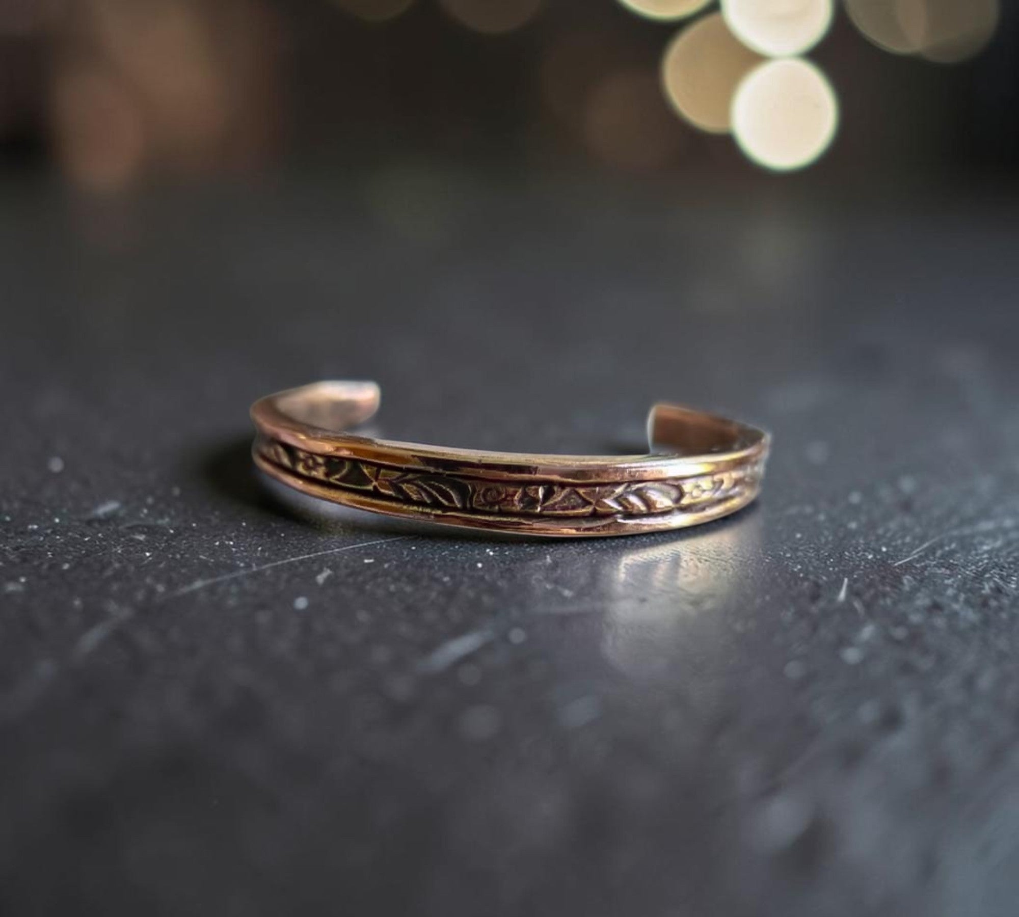 Hand-Forged Floral Copper Cuff