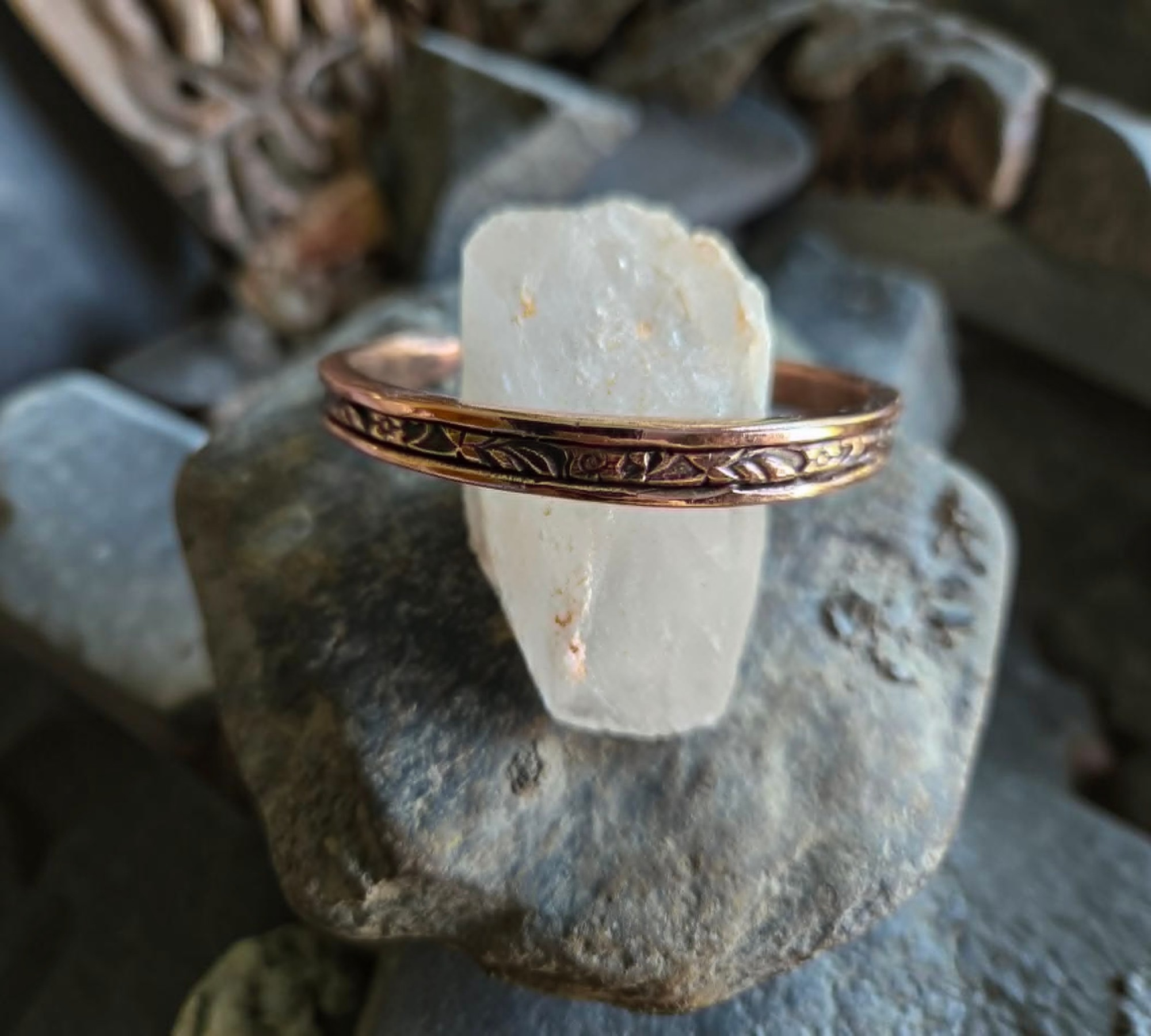 Hand-Forged Floral Copper Cuff