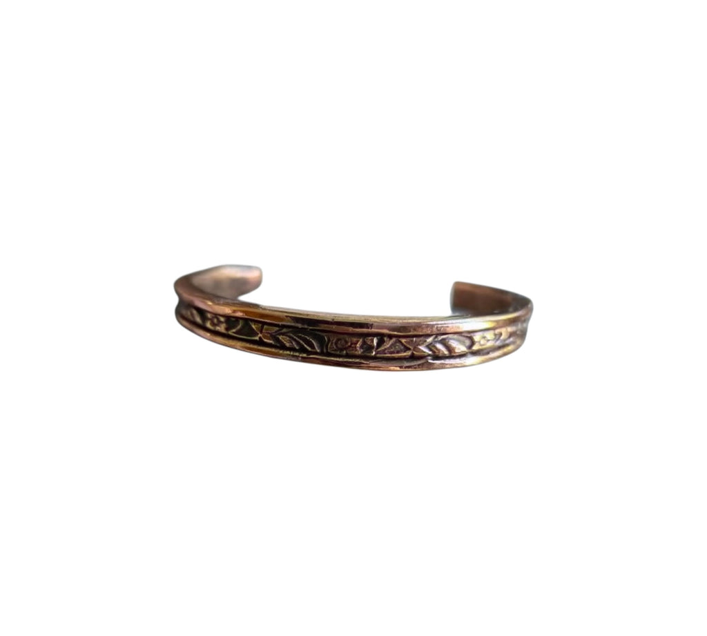 Hand-Forged Floral Copper Cuff