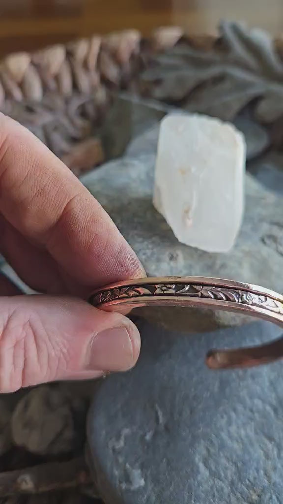 Hand-Forged Floral Copper Cuff