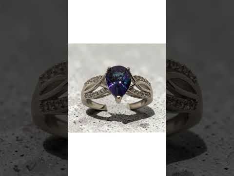 5006 Petalite and White Zircon Ring