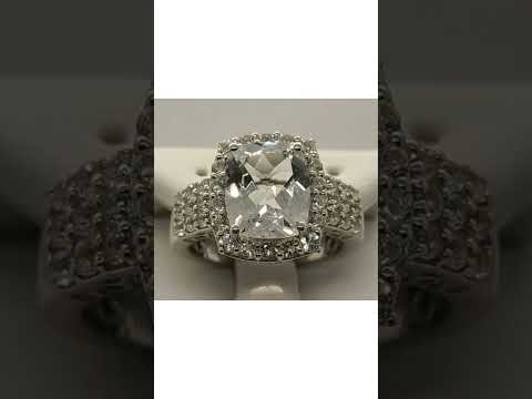 5017 White Topaz Halo Ring